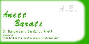 anett barati business card